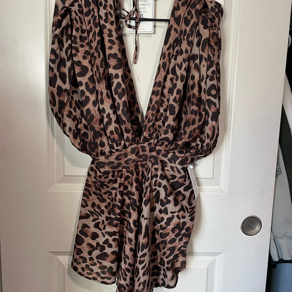 Leopard Print Plunge Romper